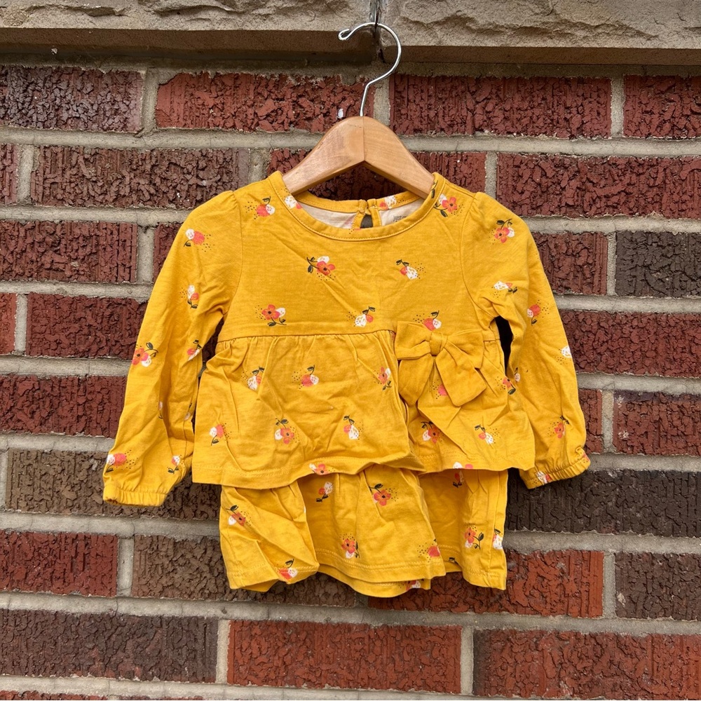 Carter’s Golden Yellow Floral Flounce Long Sleeve Top